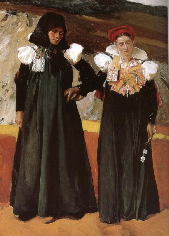 Two women wearing traditional costumes Aragon, Joaquin Sorolla